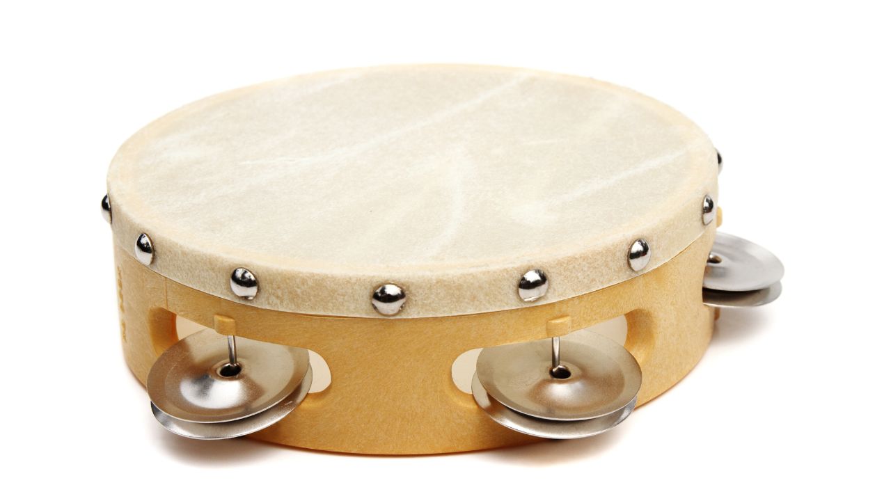 A tambourine with a stretched membrane