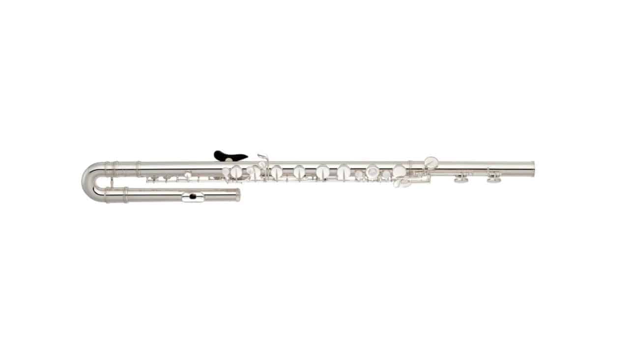 picture of a bass flute, which belongs to the modern flute family.