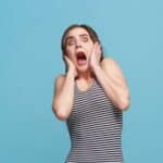 Woman shocked and screaming