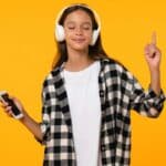 Teen hearing music